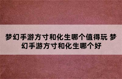 梦幻手游方寸和化生哪个值得玩 梦幻手游方寸和化生哪个好